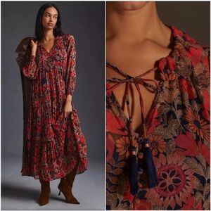 BNWT Anthropologie Marais Floral Chiffon Maxi Dress -size XSP